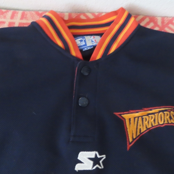 Vntg Golden State Warriors Starter Authentic NBA Warm Up shooting shirt 54 2XL - Picture 7 of 9